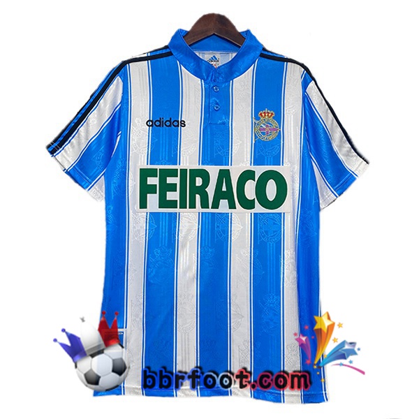 Maillot Foot Deportivo de La Coruna Retro Domicile Bleu Blanc 1997-1998