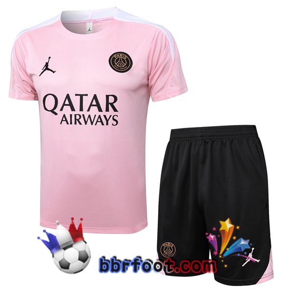 Ensemble Training T-Shirts Paris PSG + Shorts Rose 2024/2025