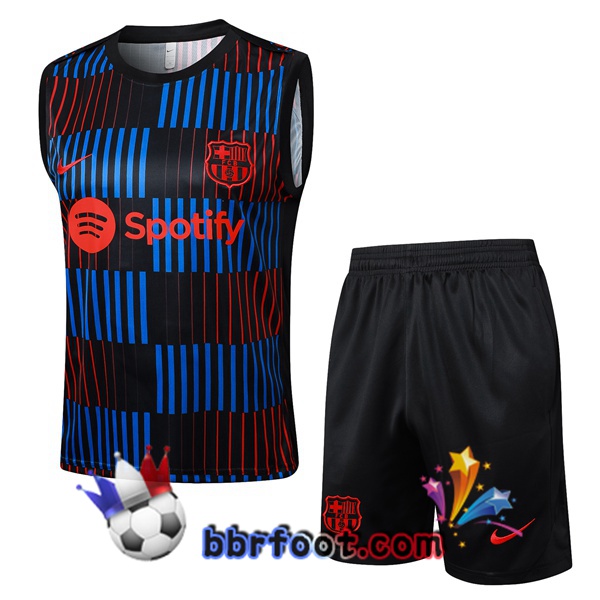 Gilet Foot FC Barcelone + Shorts Bleu Rouge Noir 2024/2025