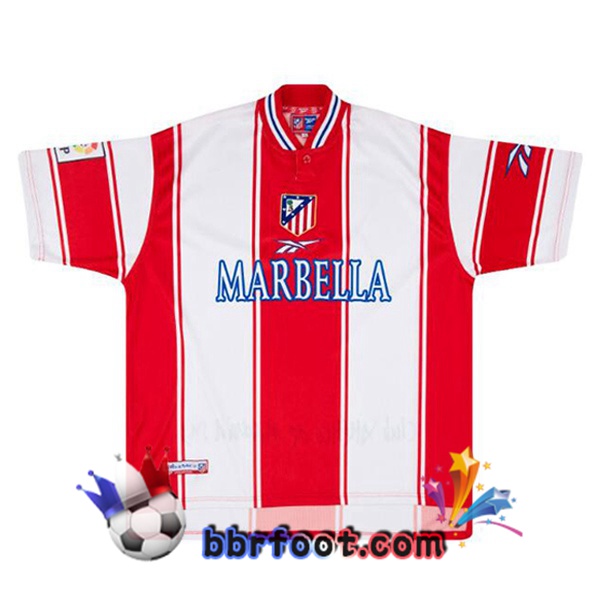 Maillot Foot Atletico Madrid Retro Domicile Blanc Rouge 1999-2000