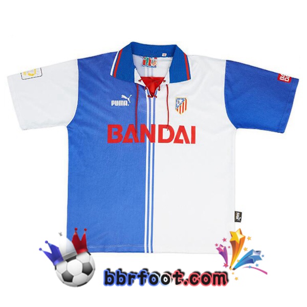 Maillot Foot Atletico Madrid Retro Third Blanc Bleu 1996-1997
