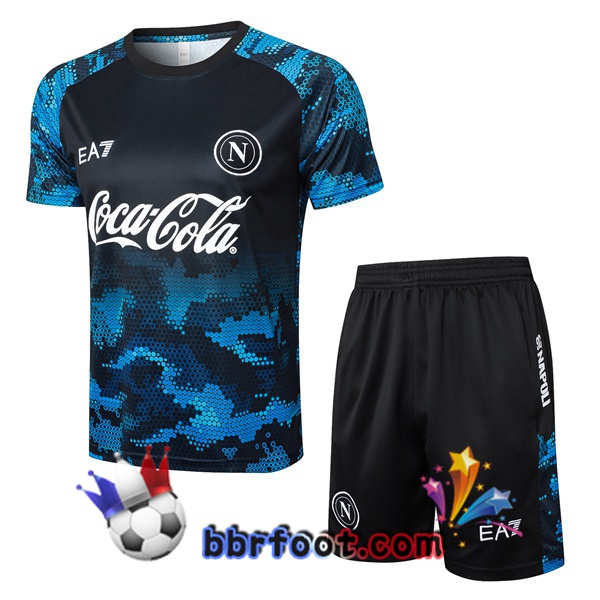 Ensemble Training T-Shirts SSC Naples + Shorts Bleu Noir 2024/2025