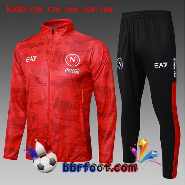 Ensemble Survetement Foot - Veste SSC Naples Enfant Rouge 2024/2025