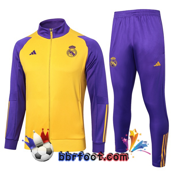 Survetement Foot - Veste Real Madrid Jaune Pourpre 2024/2025 Survetement Foot - Veste Real Madrid Jaune Pourpre 2024/2025