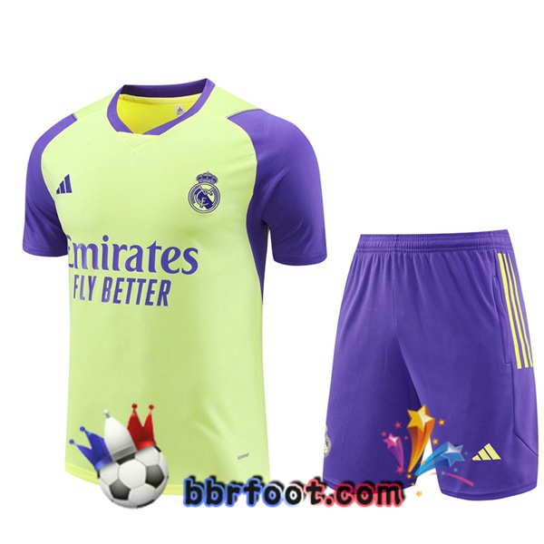Ensemble Training T-Shirts Real Madrid + Shorts Jaune 2024/2025