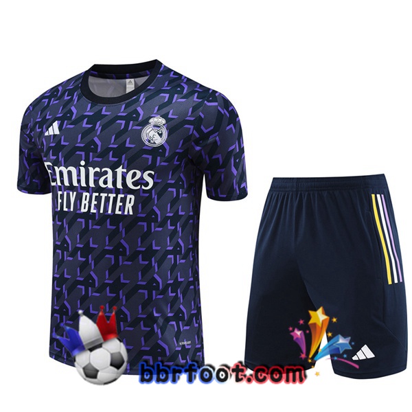 Ensemble Training T-Shirts Real Madrid + Shorts Bleu Royal 2024/2025
