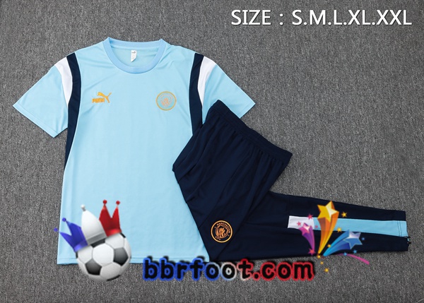 Ensemble Training T-Shirts Manchester City + Pantalon Bleu 2024/2025