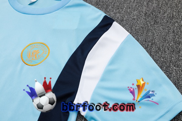 Ensemble Training T-Shirts Manchester City + Pantalon Bleu 2024/2025