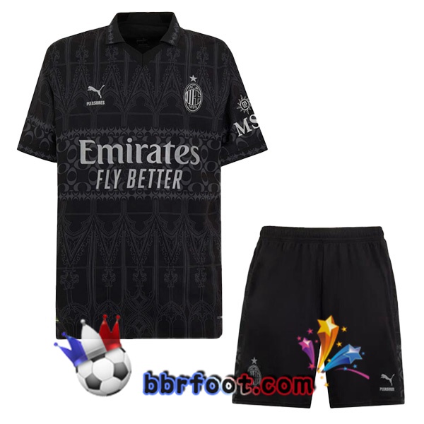 Maillot Foot AC Milan Enfant Quatrieme Noir 2023/2024 Maillot Foot AC Milan Enfant Quatrieme Noir 2023/2024