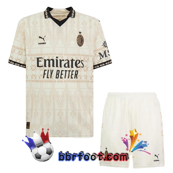 Maillot Foot AC Milan Enfant Quatrieme Jaune 2023/2024 Maillot Foot AC Milan Enfant Quatrieme Jaune 2023/2024