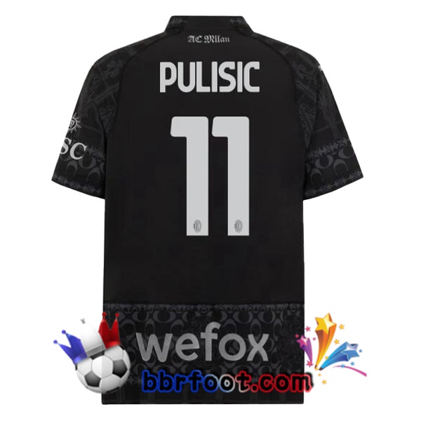 Maillot Foot AC Milan (Pulisic 11) Quatrieme Noir 2023/2024