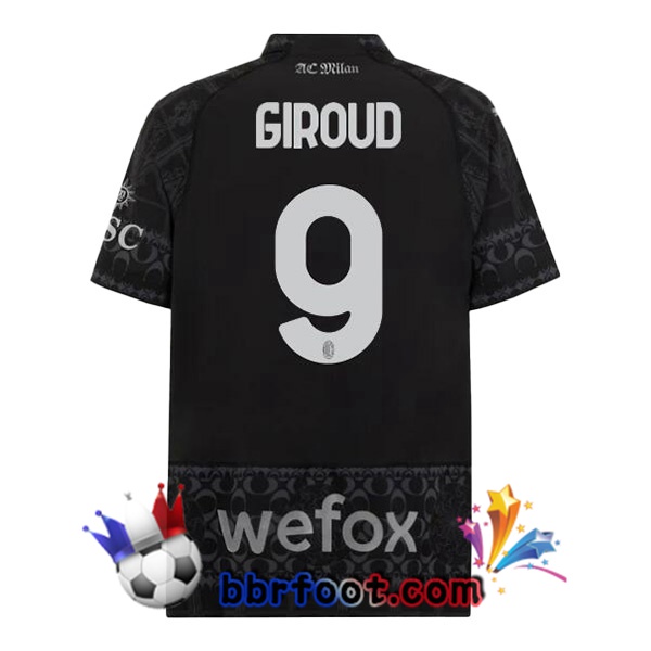 Maillot Foot AC Milan (Giroud 9) Quatrieme Noir 2023/2024