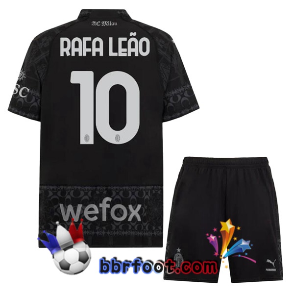 Maillot Foot AC Milan (Rafa Leão 10) Enfant Quatrieme Noir 2023/2024