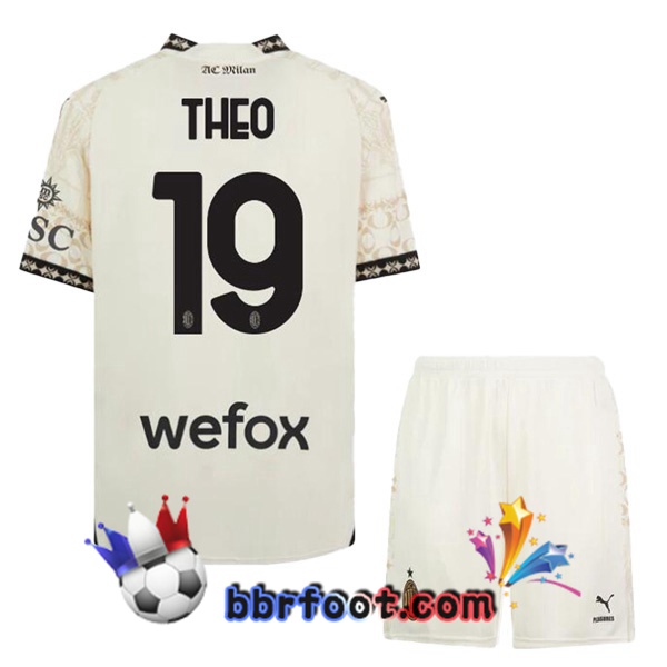 Maillot Foot AC Milan (Theo 19) Enfant Quatrieme Jaune 2023/2024
