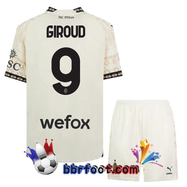 Maillot Foot AC Milan (Giroud 9) Enfant Quatrieme Jaune 2023/2024