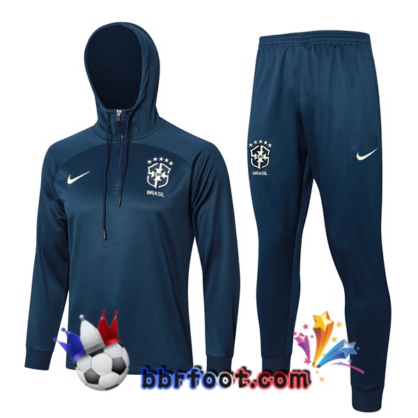 Survetement Foot - Sweat A Capuche Bresil Bleu Royal 2024/2025