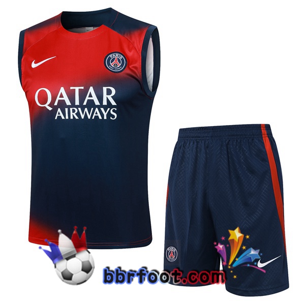 Gilet Foot Paris PSG + Shorts Bleu Royal Rouge 2024/2025