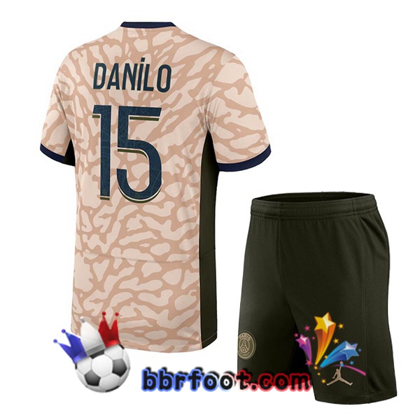 Maillot Foot Paris PSG (Danilo 15) Enfant Quatrieme Rose 2023/2024