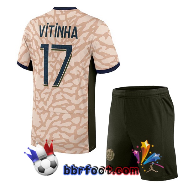 Maillot Foot Paris PSG (Vitinha 17) Enfant Quatrieme Rose 2023/2024 Maillot Foot Paris PSG (Vitinha 17) Enfant Quatrieme Rose 2023/2024