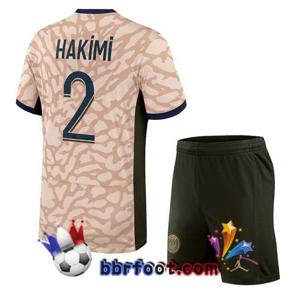 Maillot Foot Paris PSG (Hakimi 2) Enfant Quatrieme Rose 2023/2024