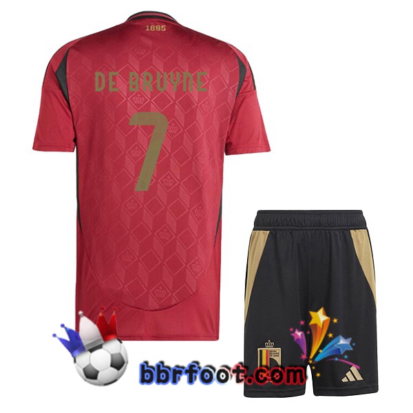 Maillots Equipe De Belgique (DE BRUYNE 7) Enfant Domicile Rouge 2024/2025
