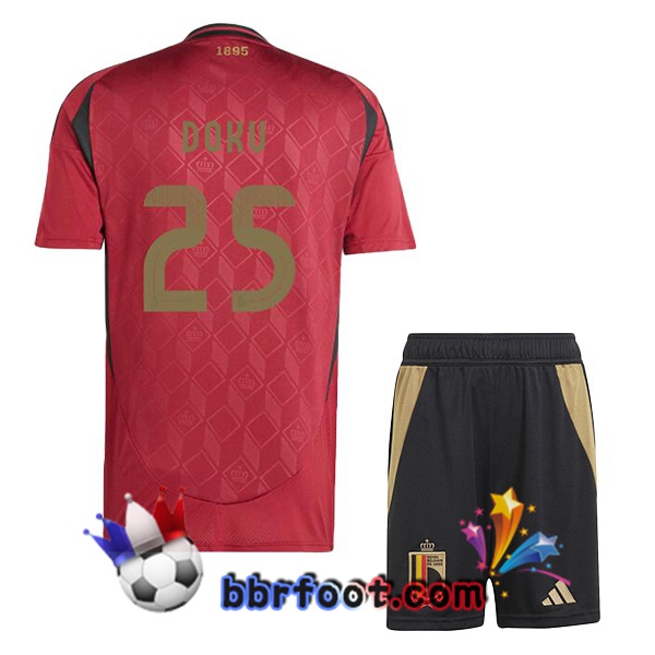 Maillots Equipe De Belgique (DOKU 25) Enfant Domicile Rouge 2024/2025