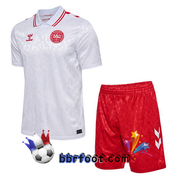 Maillots Equipe De Danemark Enfant Exterieur Blanc 2024/2025