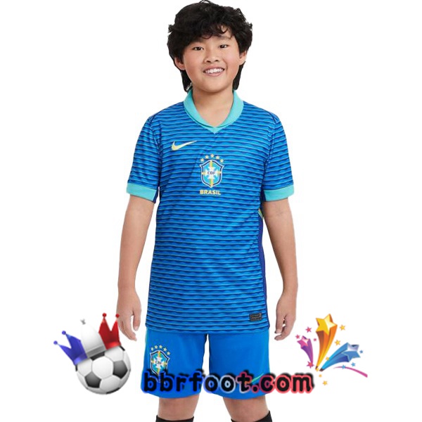 Maillots Equipe De Bresil Enfant Exterieur Bleu 2024/2025