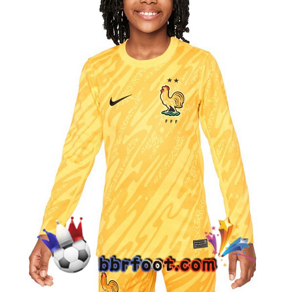 Maillots Equipe De France Enfant Gardien de but Manche longue Jaune 2024/2025