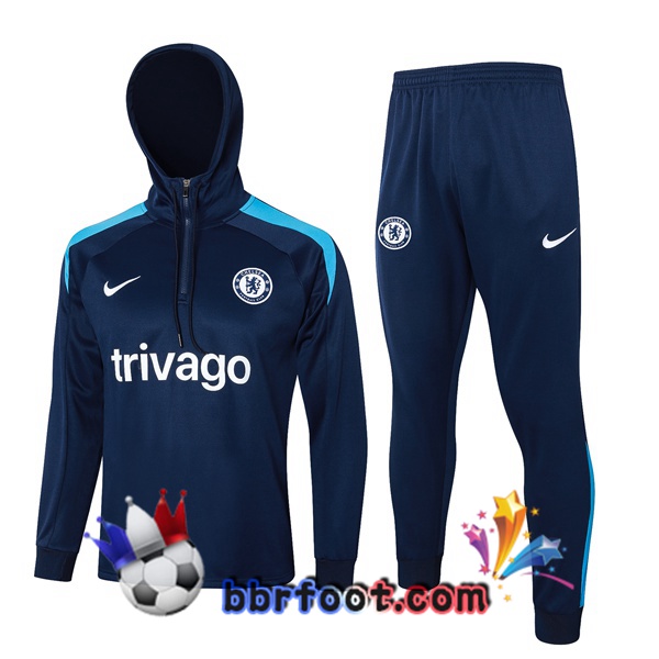 Survetement Foot - Sweat A Capuche FC Chelsea Bleu Royal 2024/2025