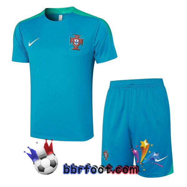 Ensemble Training T-Shirts Portugal + Shorts Bleu 2024/2025
