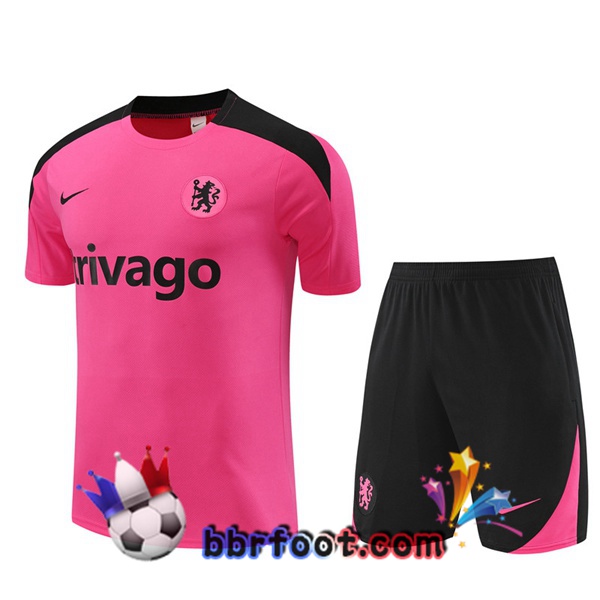 Ensemble Training T-Shirts FC Chelsea + Shorts Rose 2024/2025
