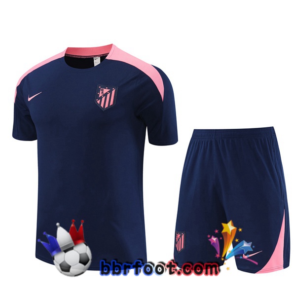 Ensemble Training T-Shirts Atletico Madrid + Shorts Bleu Royal 2024/2025