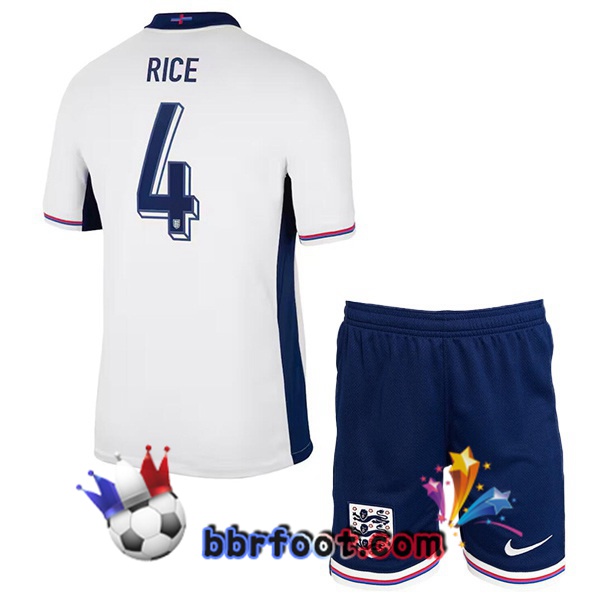 Maillots Equipe De Angleterre (Rice 4) Enfant Domicile Blanc 2024/2025