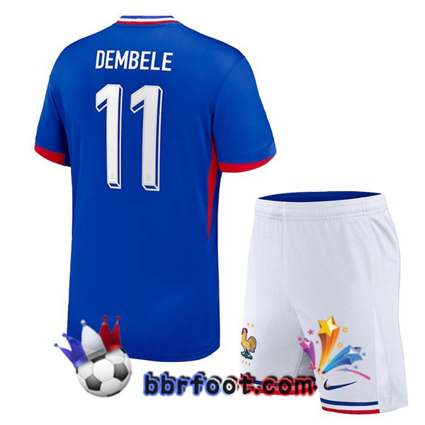 Maillots Equipe De France (DEMBELE 11) Enfant Domicile Bleu 2024/2025