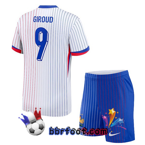 Maillots Equipe De France (Giroud 9) Enfant Exterieur Blanc 2024/2025