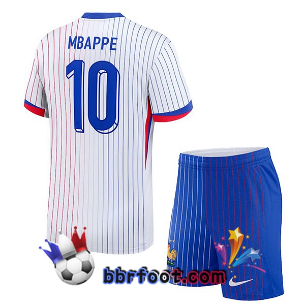 Maillots Equipe De France (MBAPPE 10) Enfant Exterieur Blanc 2024/2025