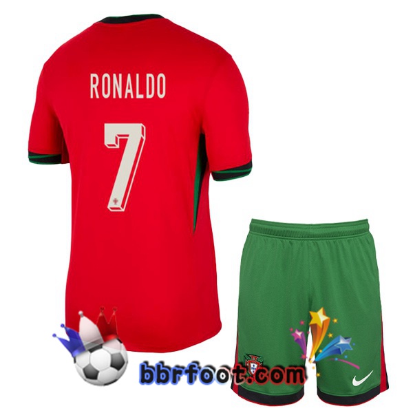 Maillots Equipe De Portugal (RONALDO 7) Enfant Domicile Rouge 2024/2025