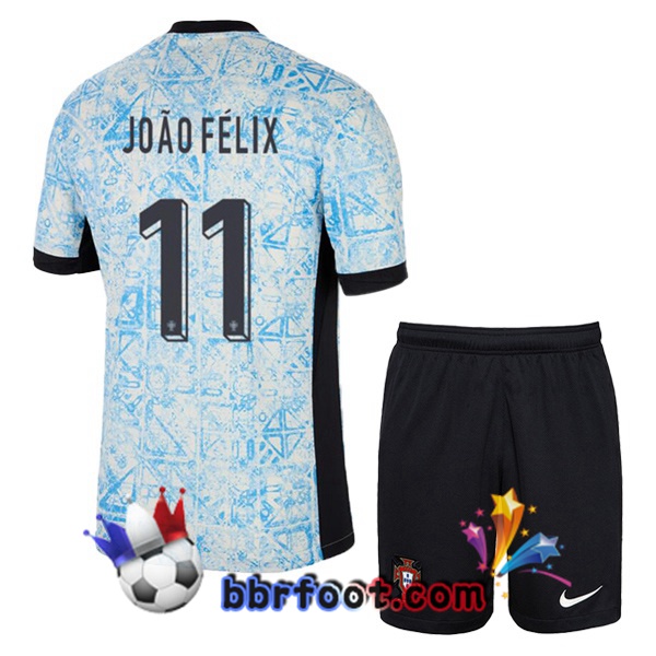 Maillots Equipe De Portugal (JOÃO FÉLIX 11) Enfant Exterieur Bleu Blanc 2024/2025 Maillots Equipe De Portugal (JOÃO FÉLIX 11) Enfant Exterieur Bleu Blanc 2024/2025