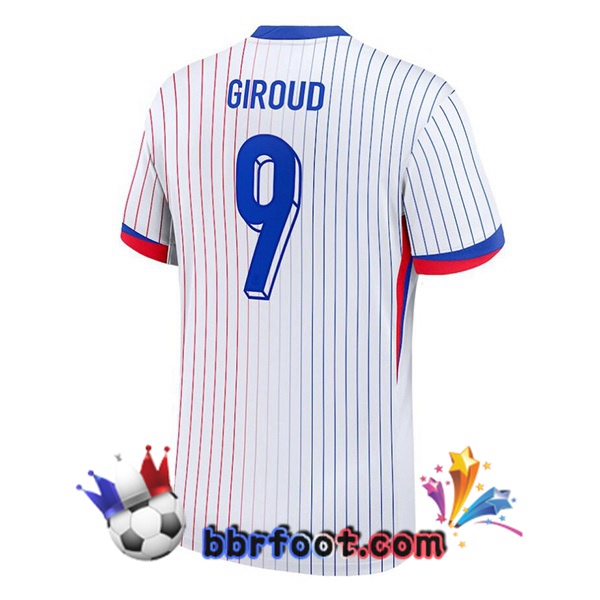 Maillots Equipe De France (Giroud 9) Exterieur Blanc 2024/2025