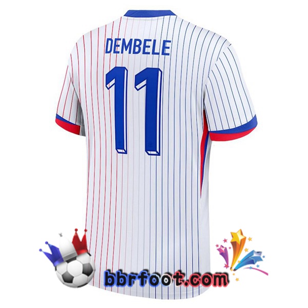 Maillots Equipe De France (DEMBELE 11) Exterieur Blanc 2024/2025