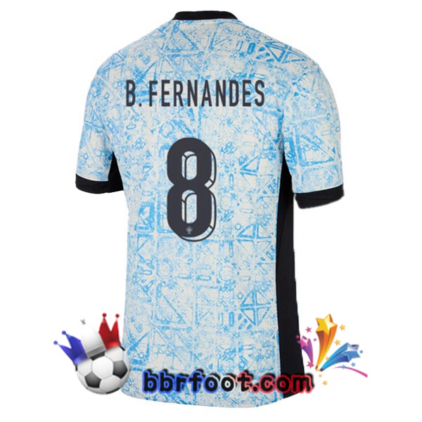 Maillots Equipe De Portugal (B. FERNANDES 8) Exterieur Bleu Blanc 2024/2025 Maillots Equipe De Portugal (B. FERNANDES 8) Exterieur Bleu Blanc 2024/2025