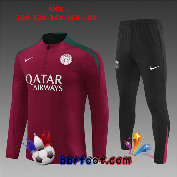 Survetement Foot Paris PSG Enfant Rouge 2024/2025 Survetement Foot Paris PSG Enfant Rouge 2024/2025