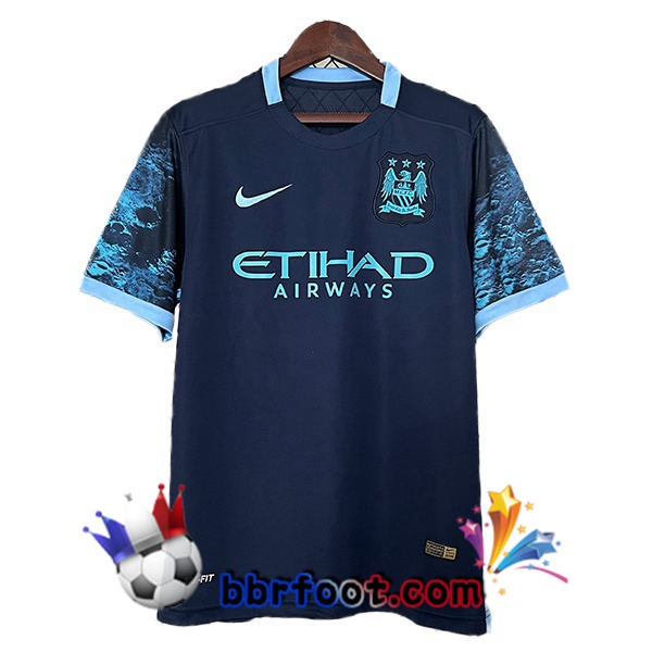 Maillot Foot Manchester City Retro Exterieur Bleu Royal 2015-2016