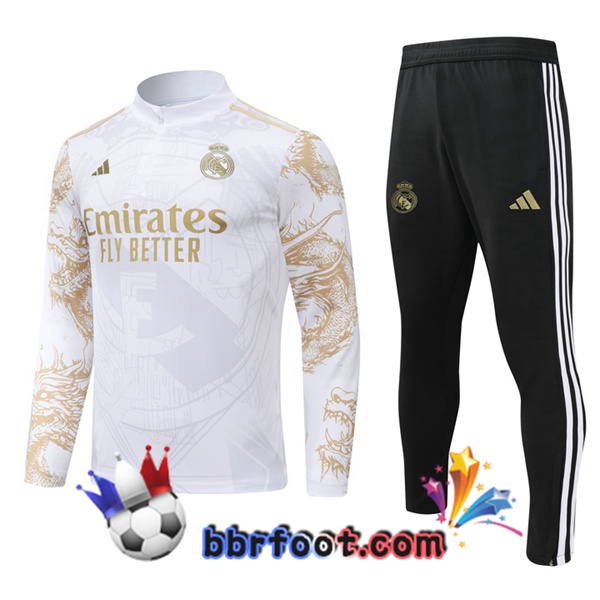 Survetement Foot Real Madrid Blanc Jaune 2024/2025