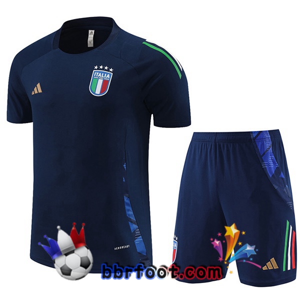 Ensemble Training T-Shirts Italie + Shorts Bleu Royal 2024/2025