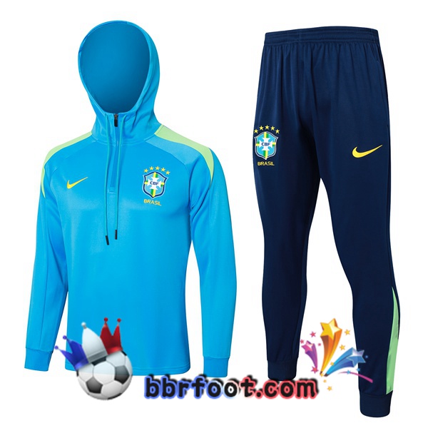 Survetement Foot - Sweat A Capuche Bresil Bleu 2024/2025