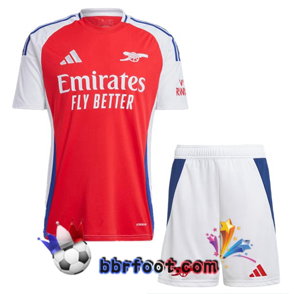 Maillot Foot Arsenal Enfant Domicile Rouge Blanc 2024/2025
