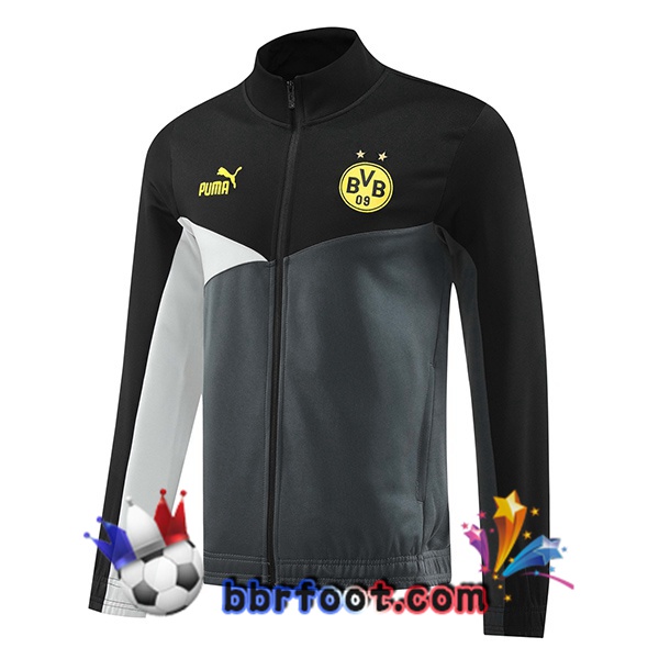 Veste Foot Dortmund BVB Noir Gris 2024/2025 Veste Foot Dortmund BVB Noir Gris 2024/2025