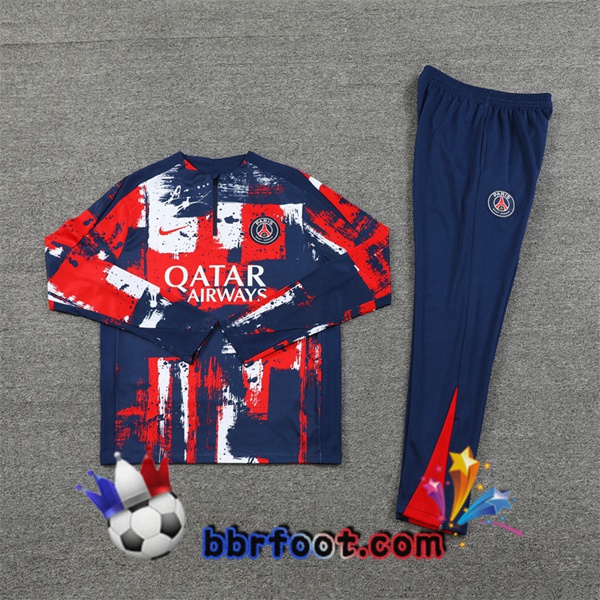 Survetement Foot Paris PSG Rouge Bleu 2024/2025